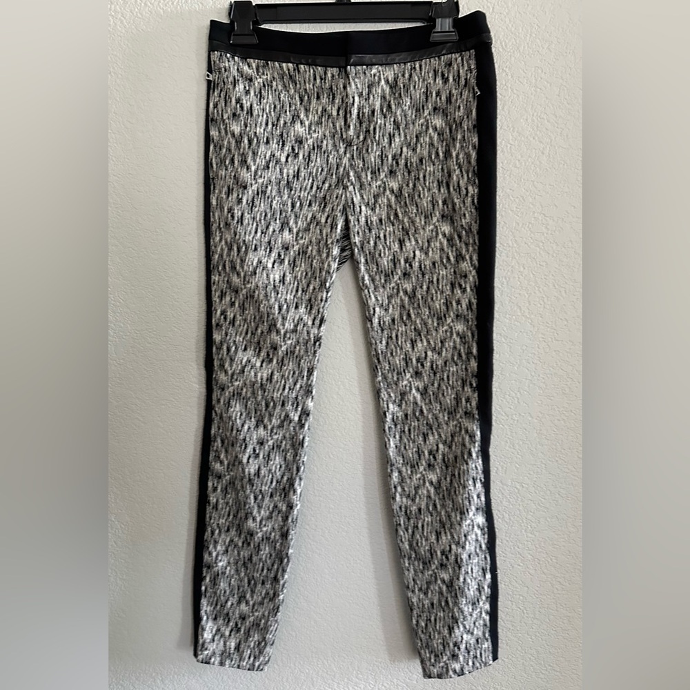 Rebecca Taylor Blocked Cigarette Leather Trim Pants